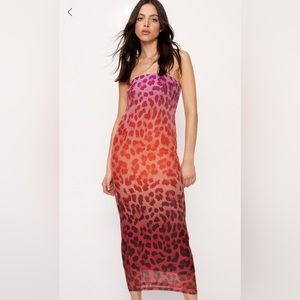 Ombré Leopard Print Bandeau Midaxi Dress